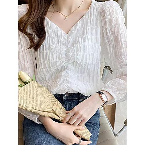 トップス ブラウス カットソー 長袖 オシャレ レディース シンプル 無地 ゆったり おしゃれ blouse おしゃれ PHFUYUメーカー直営 |  | 01