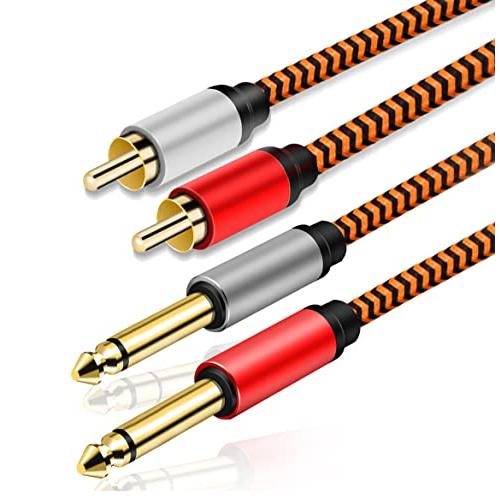 LiuTian モノラルフォン×2-RCAピン×2 オーディオケーブル RCAケーブル 変換ケーブル 2 x RCAオス-2 x 6.35mmモ | 
