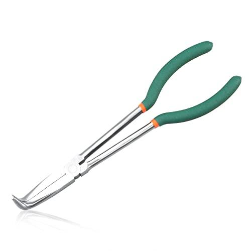 LEONTOOL ロングサイズ 先曲がりラジオペンチ 90度 ベントヘッド メカニックプライヤー 90° ラジオペンチ 超ロングノーズホースプラ | 