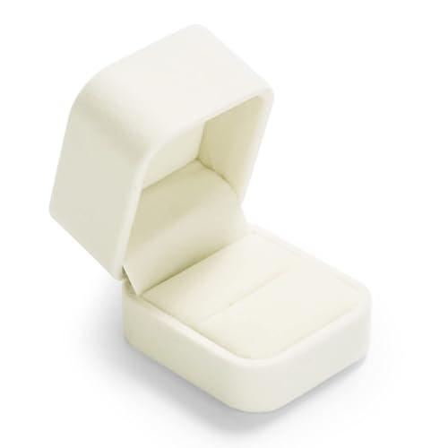 Woodten プレミアムベルベットリングギフトボックス 小型ホワイトリングボックス 結婚プロポーズ用エンゲージメントリング用(ホワイト)H04 |  | 01