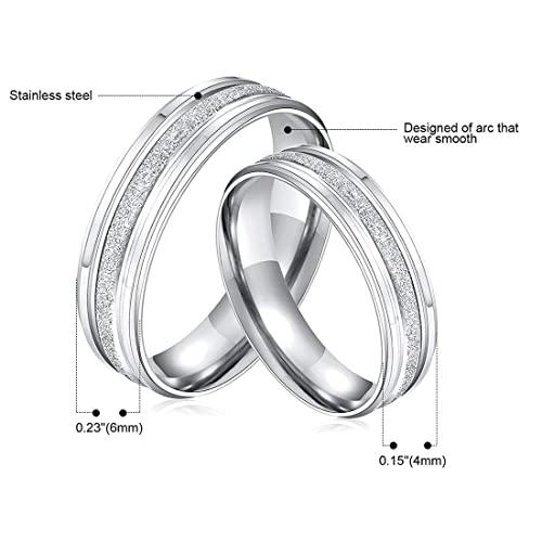 [Rockyu] ジュエリー アクセサリー ペアリング シルバー 指輪 メンズ ステンレス 6mm 結婚指輪 女性指輪幅4mm 男性指輪幅6mm |  | 01