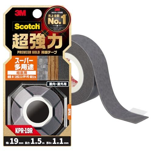 3M スコッチ 超強力両面テープ プレミアゴールド スーパー多用途 粗面用 幅19mm長さ1.5m KPR-19R | 