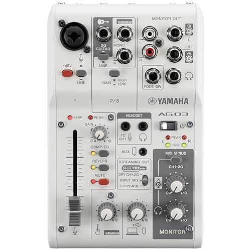 ヤマハ(YAMAHA) ライブストリーミングミキサー 3チャンネル ホワイト AG03MK2 W | 