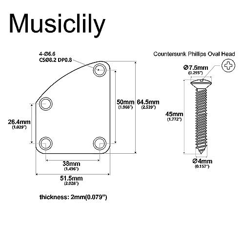 Musiclily Pro ブレード形 ギターネックプレートスチール製エレキギター/ベース用、ブラック |  | 01