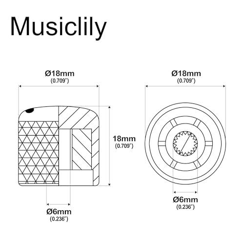 Musiclily Pro ミリ規格スチール製ポップイン式ドームノブ インジケータードット付き インポートエレキギター/ベース用、ブラック（2個 |  | 01