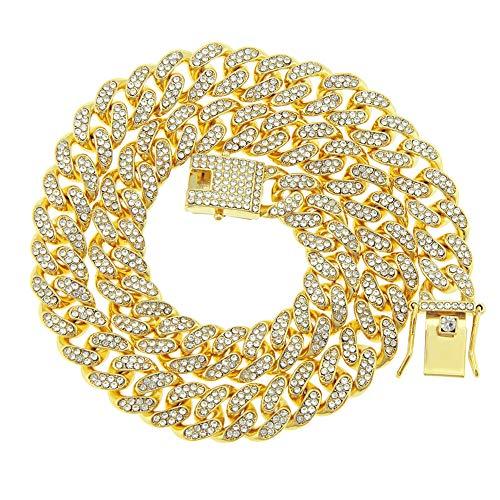 [Rockyu] ネックレス メンズ チェーン ジルコニア シンプル 12mm 喜平ネックレス マイアミ キューバンチェーン ジルコニア 14K | 