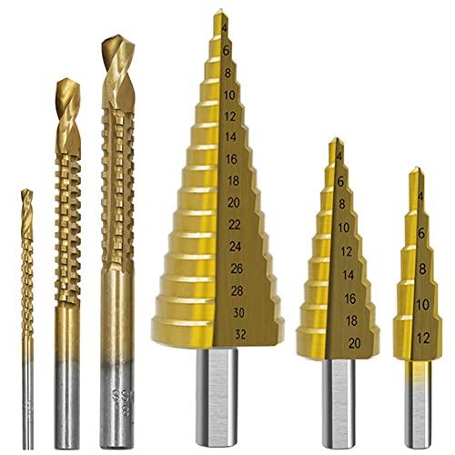 ドリルビット HSS高速鋼 タケノコドリル 4-32mm/4-20mm/4-12mm ツイストドリル 6mm/8mm/3mm 金属加工 木工 穴 |  | 01