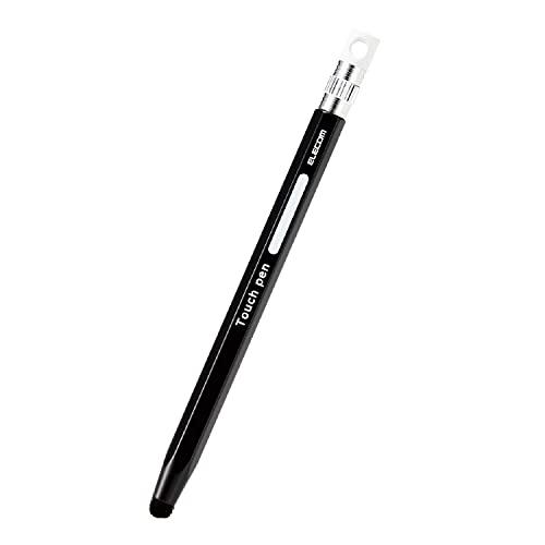 エレコム タッチペン 六角鉛筆型 子ども向け ストラップホール付き 超感度タイプ (スマホ/タブレット 対応) ペン先交換可能 ブラック P-T | 