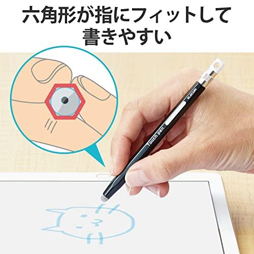 エレコム(ELECOM) タッチペン 六角鉛筆型 子ども向け ストラップホール付き 導電繊維タイプ (スマホ/タブレット 対応) ペン先交換可能 |  | 01