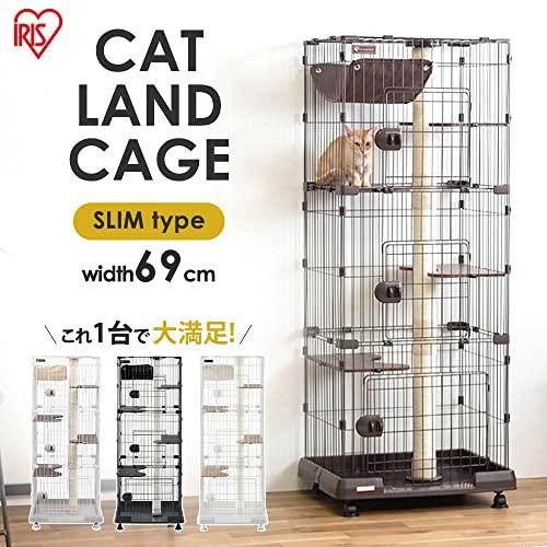 アイリスオーヤマ 猫 ケージ キャットタワー付ケージ スリム ダークグレー 猫用 高さ169×幅69×奥行54.5cm PCLC-703 |  | 01