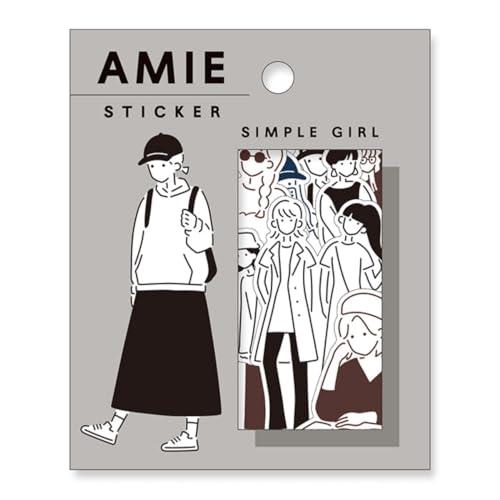 Amie sticker アミ ステッカー かわいい フレークシール (シンプルガール) | 