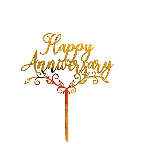 YOVEKAT 12個ハッピーアニバーサリーケーキトッパーデコレーション結婚記念日パーティーアクリルバースデーパーティーデコレーション用品セレブ | 