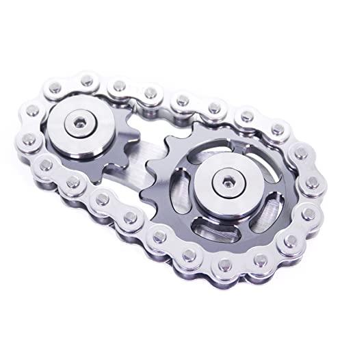 Fidget Spinner、リンケージバイクチェーンスピナーデザイン2ギアフィギティスピンフィンガーゲーム、滑らかなベアリングを備えた金属ステ | 
