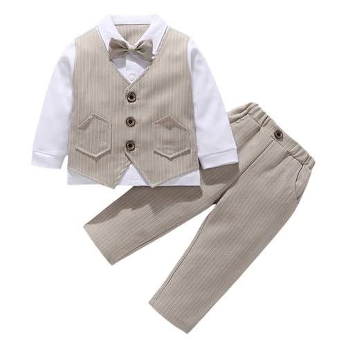 [Suerba] ベビーフォーマル 男の子 スーツ ベスト 子供服 子供タキシード 上下セット 七五三 結婚式 (カーキ 80) | 
