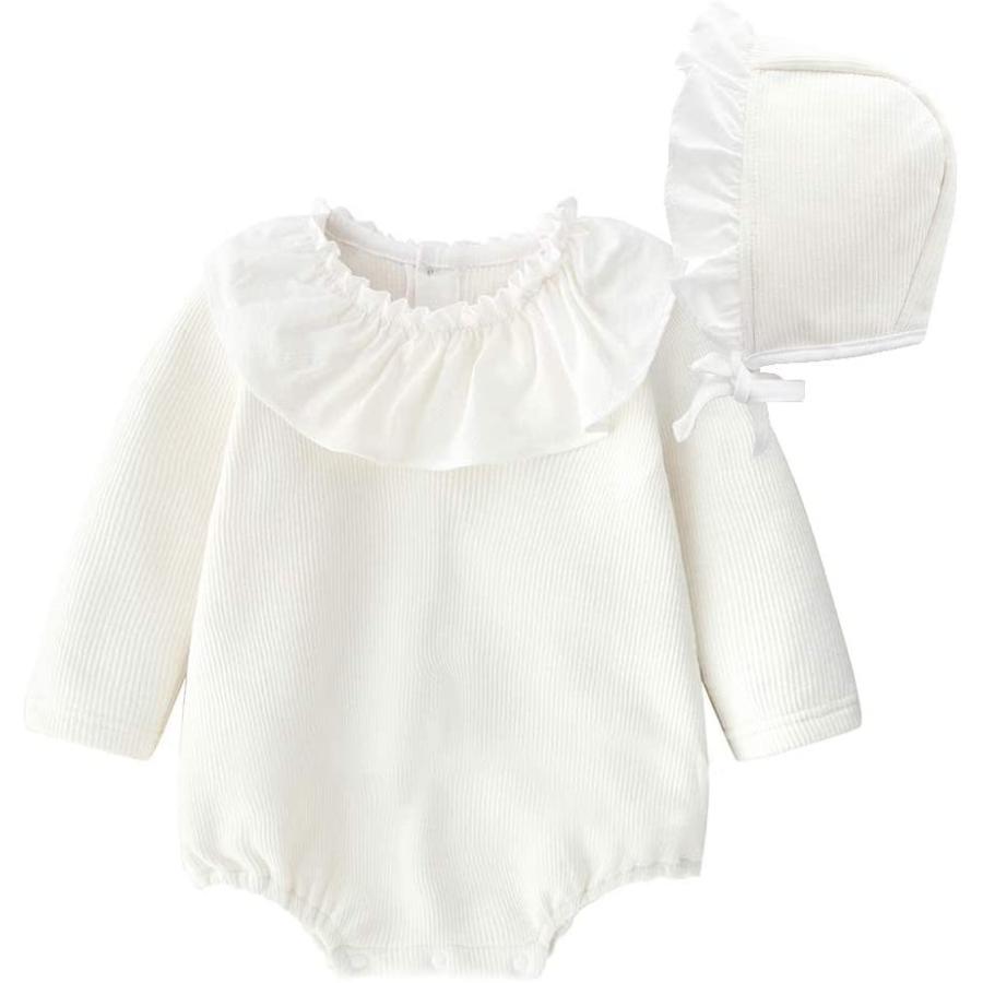 Baby Nest ロンパース 長袖 ベビー服 女の子 帽子付き 無地 かわいい 赤ちゃん服 新生児服 春服 出産祝い ホワイト 59cm Dsrvsindia Ac In