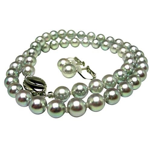 ⭐公式品⭐ Isowa Pearl（伊勢志摩の真珠専門店 イソワパール） アコヤ真珠 ネックレス イヤリング セット 7.0-7.5mm シルバーブルー 【RIZ8151901131】(28807円)