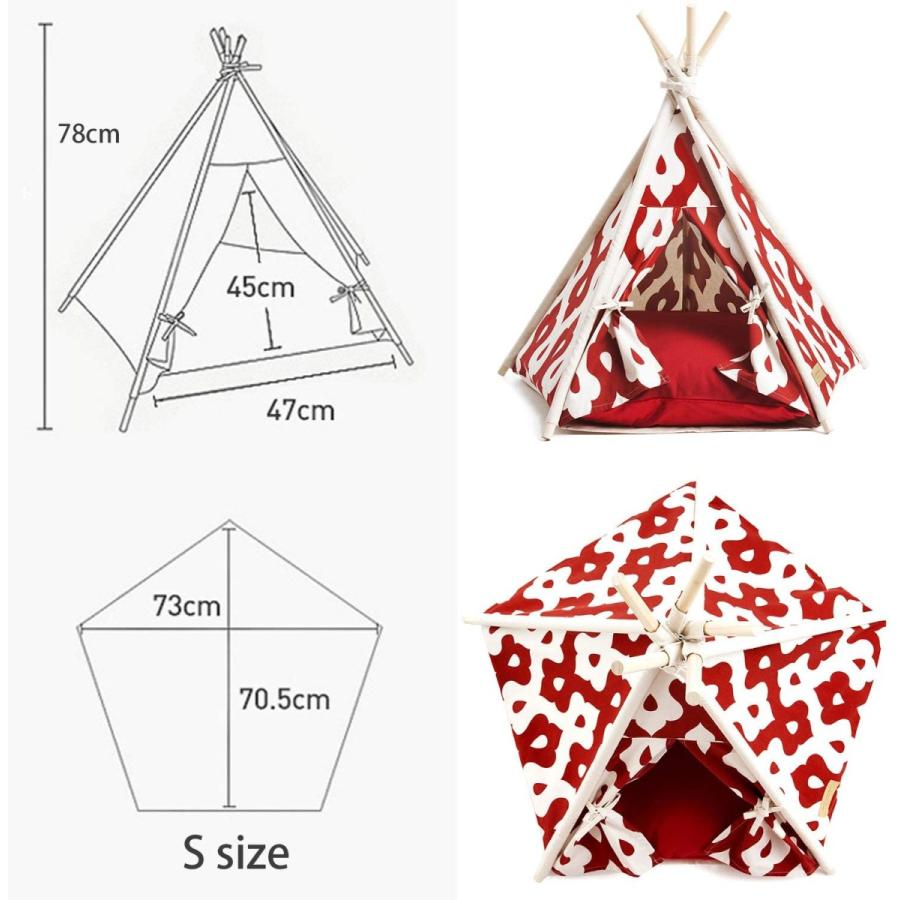 ペットティピーテント Sサイズ ペットテント ペットハウス 犬 猫 KL-TENT-S (G.RED) ペットティピーテント Sサイズ ペットテント ペットハウス 犬 猫 KL TENT RED