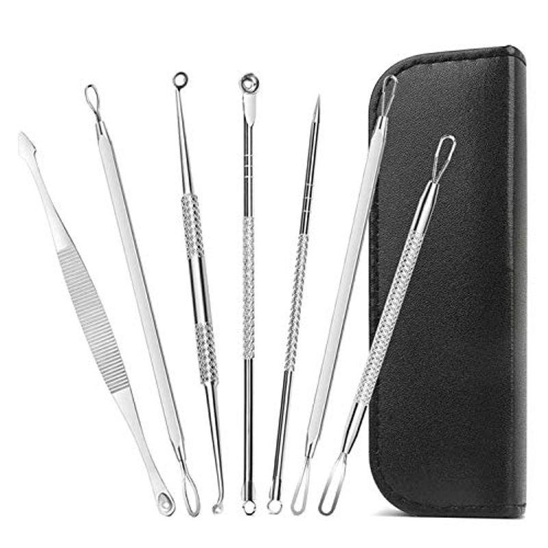 おすすめネット 毛穴ケア専用キット 黒ずみ取り ニキビ取り 角栓プッシャー 毛穴角栓すっきりスティック 毛穴角栓 ティックピンセット ステンレス製 7本セッ