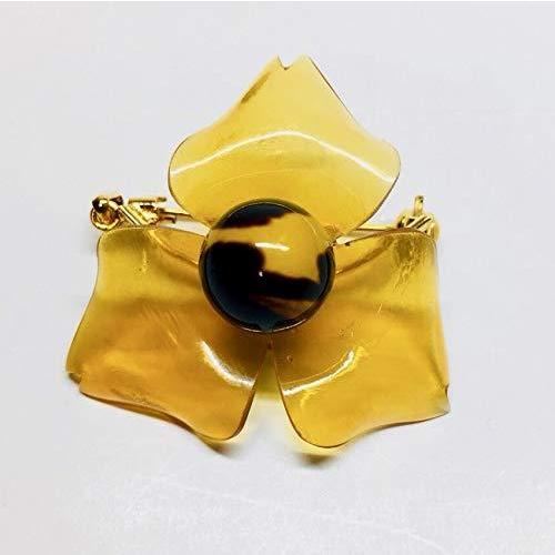 宅送 付き 丸玉 膨らまし バラフ 花 立体 白甲 ブローチ 本べっ甲 べっこう屋さん 天然工房 レディースアクセサリー