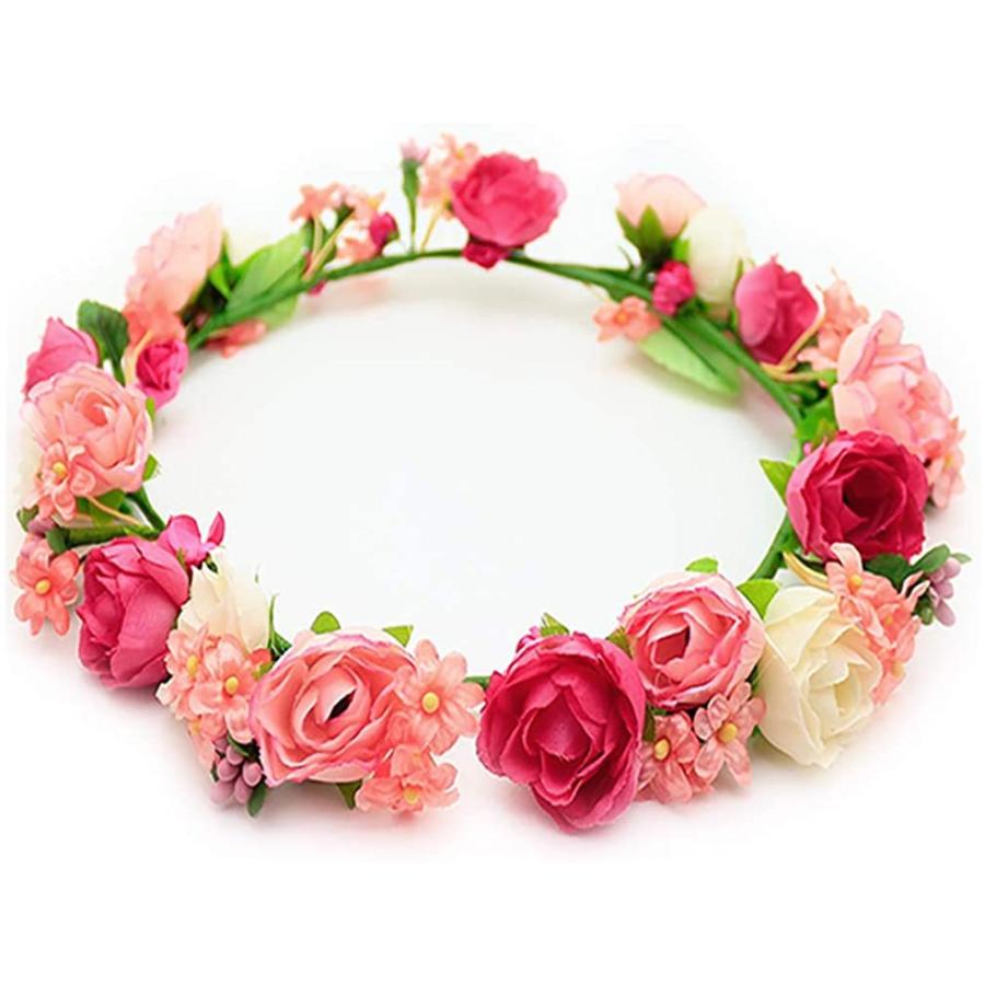 花かんむり 代引き不可 花冠 ばら ピンク ヘッドドレス コサージュ Fhkan011re ドレス花冠 ウエディング 髪飾り