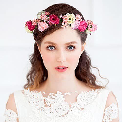 花かんむり 代引き不可 花冠 ばら ピンク ヘッドドレス コサージュ Fhkan011re ドレス花冠 ウエディング 髪飾り