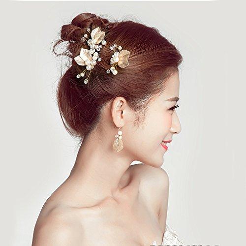 花嫁 髪 飾り Uピン ゴールドの葉 ヘアピン ヘアアクセサリー 2本セット 特価商品