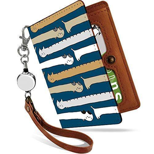 パスケース 定期入れ リール付き かわいい ねこ ボーダー 紺 動物 アニマル柄 二つ折り 中がみえない おしゃれ レディース 猫 イラスト 割引購入