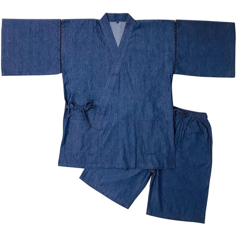 江戸てん甚平 デニム生地 綿100 柔らかい着心地 まとめ買い特価 和服 夏 メンズ 部屋着 紺 M