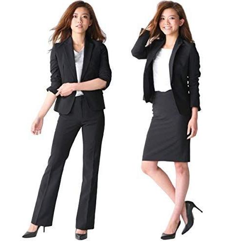 正規品 新品 Nissen ニッセン 洗える３点セットスーツ ジャケット パンツ タイトスカート 股下７７ｃｍ レディース 黒無地 9号 クリアランス通販売 Gangwal Me