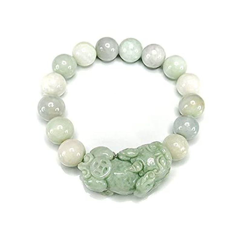 石街 ひすい デカ ヒキュウ 彫り 大玉 ブレスレット 天然石 本翡翠 蓄財 御守り