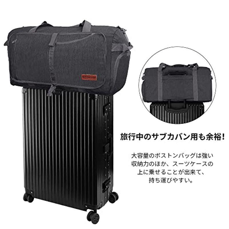 日本全国送料無料 CANWAYボストンバッグ 折りたたみスポーツバッグ スーツケース固定 ブラック 65L) 大容量 軽量 靴収納旅行バッグ (65L,  バッグ