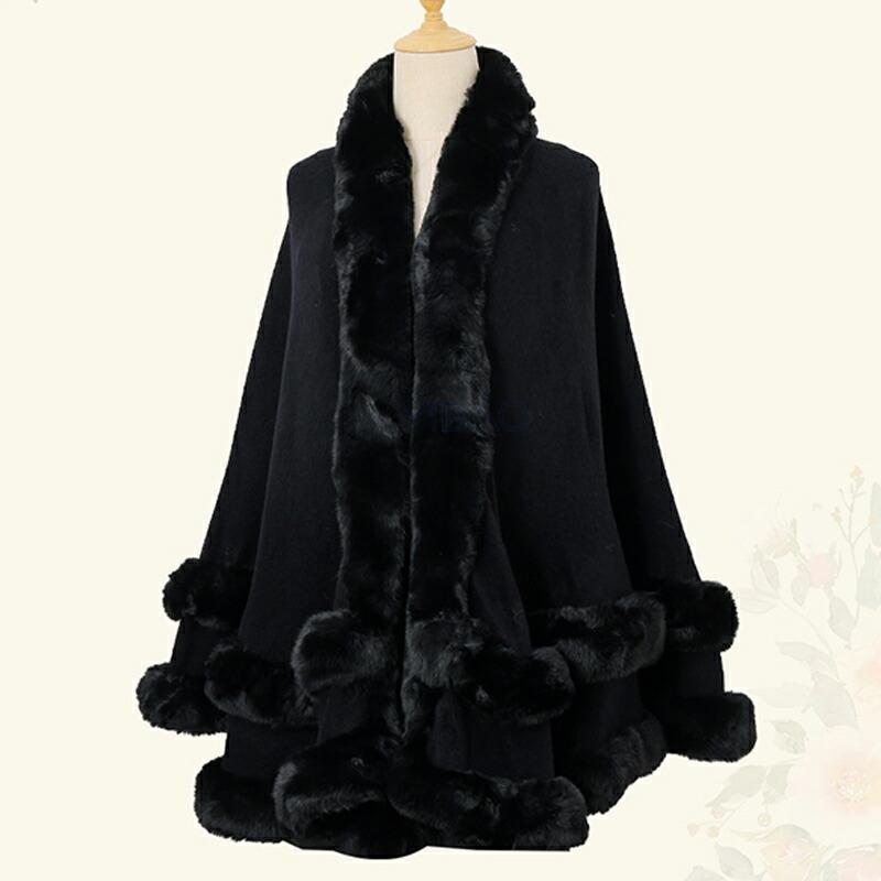 アウター フード付きポンチョ マント ボレロ ファーコート ファー 襟