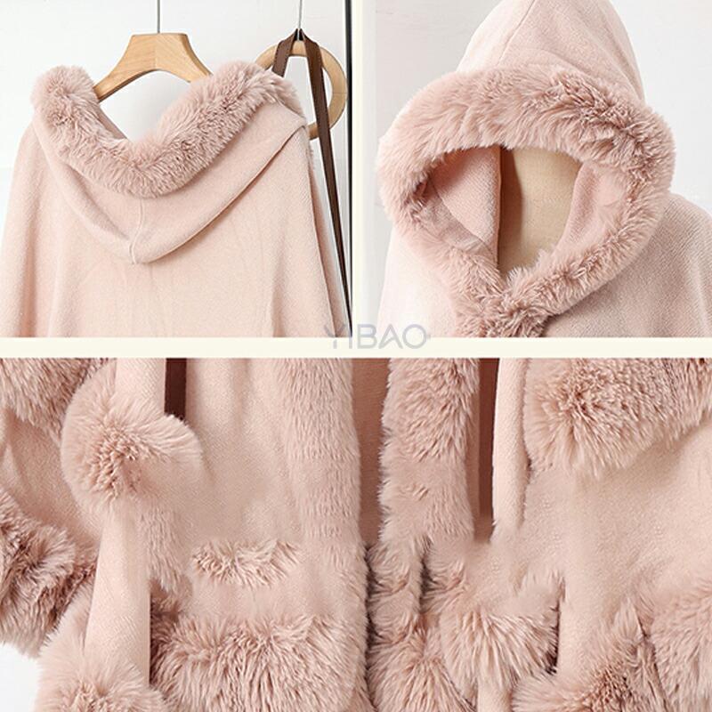 アウター フード付きポンチョ マント ボレロ ファーコート ファー 襟