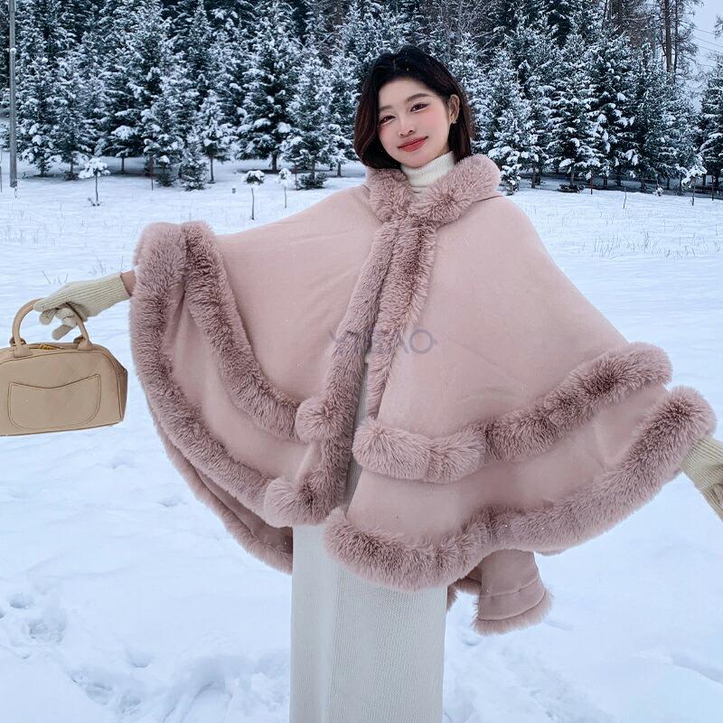 アウター フード付きポンチョ マント ボレロ ファーコート ファー 襟