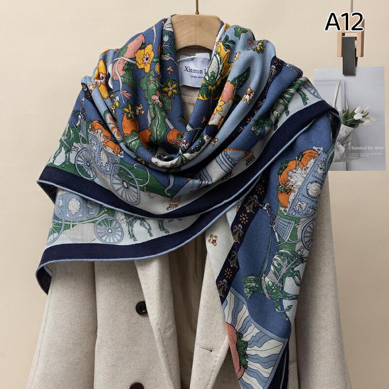 春夏 レディース ストール 大人 スカーフ ペイズリ柄 モノトーン