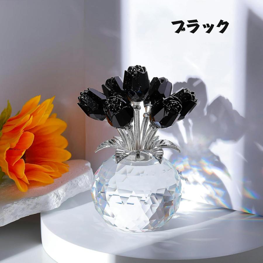 枯れないバラの花束 クリスタルフラワー 置物 クリスタル カラーローズ