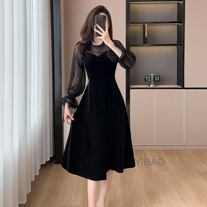 パーティードレス ベロアドレス ベロア素材 ベロアワンピース 結婚式