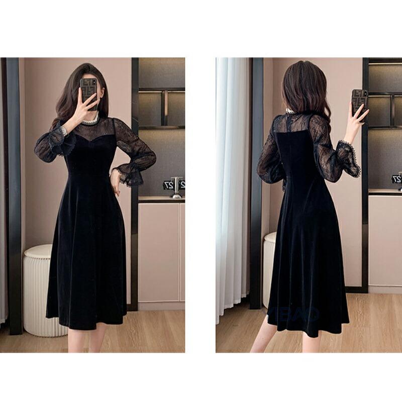 パーティードレス ベロアドレス ベロア素材 ベロアワンピース 結婚式