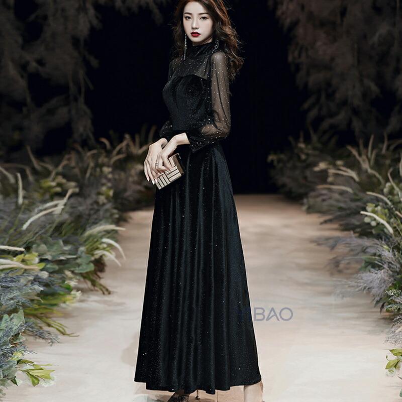 パーティードレス 結婚式 ベロアドレス ベロア素材 ベルベット ラメ