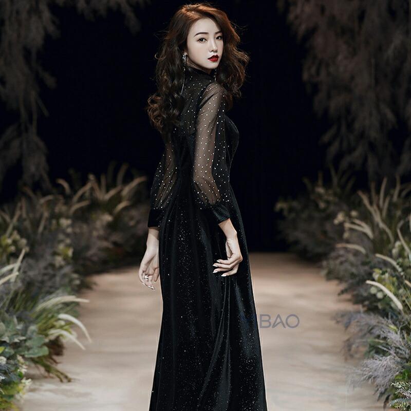 パーティードレス 結婚式 ベロアドレス ベロア素材 ベルベット ラメ