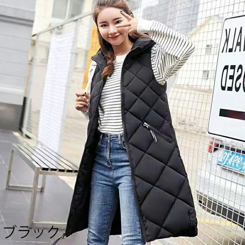 ダウンベスト レディース フード付き ロングジレ 大きいサイズ ジレ ジャケット ベスト 中綿フェイクダウン 上着 羽織り ハイネック 軽い 軽量 秋 フェイク 通勤 |  | 03