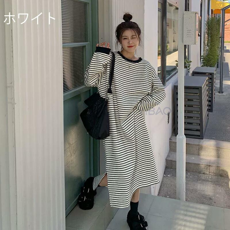 Tシャツワンピース 長袖 ロング丈 ワンピース ロンT ロングTシャツ