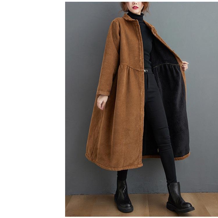 コーデュロイ コート 裏起毛 シャツワンピース 秋冬 レディース ロングコーデュロイコート裏起毛ワンピース ロング 大きいサイズ コート アウター 防寒 暖かい |  | 08