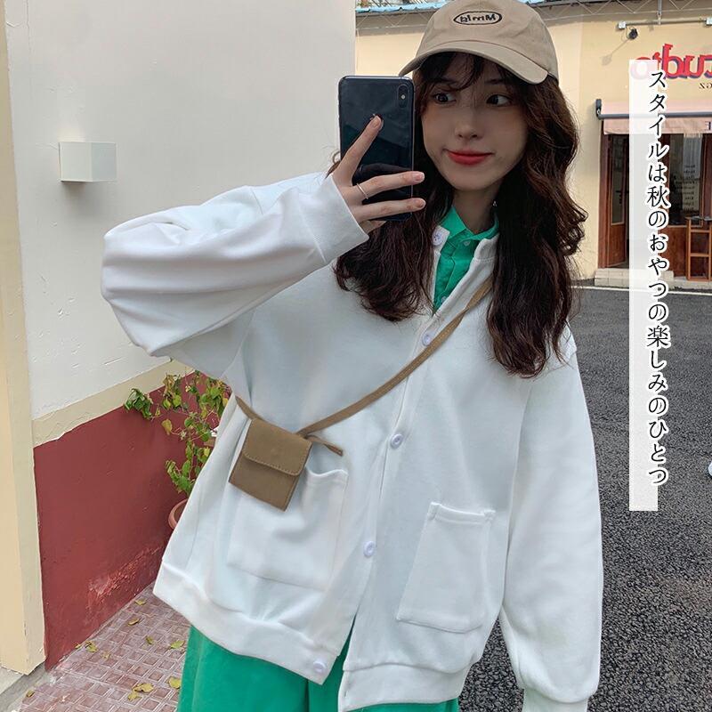 スウェットカーディガン レディース 秋 ドロップショルダー カーディガン トップス ノーカラー パーカー 薄手 カジュアル アウター スウェット ビッグシルエット |  | 02