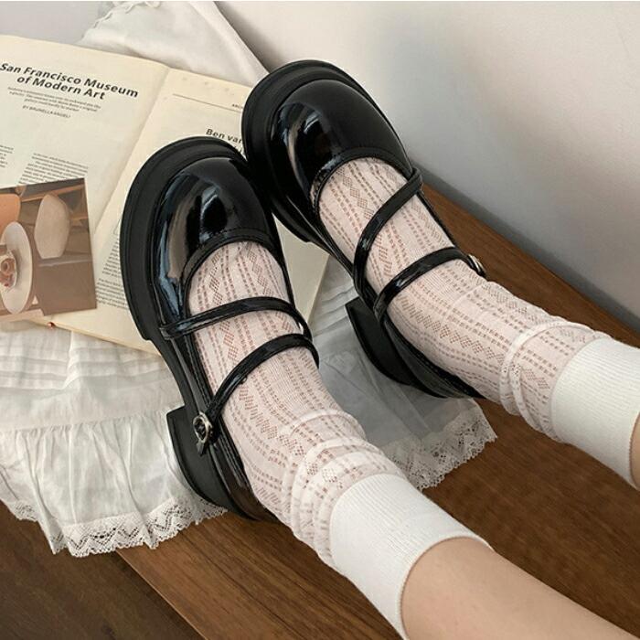 メリージェーンパンプス 厚底 レディース ストラップ エナメル 7cm 