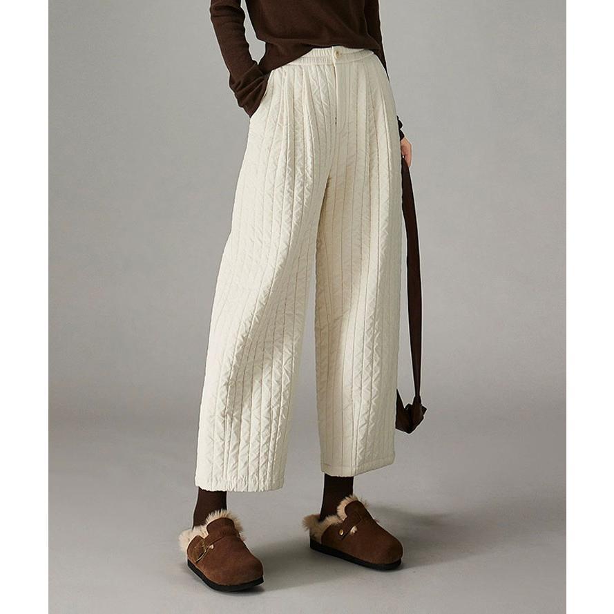 中綿パンツ レディース ワイドパンツ 綿入れ ダウン綿パンツ 冬 バギーパンツ 9分丈 厚手 ロングパンツ カジュアルパンツ 中綿ワイドパンツ アイボリー グリーン |  | 02