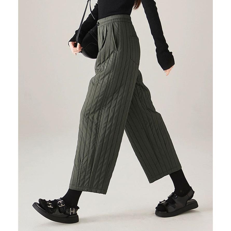 中綿パンツ レディース ワイドパンツ 綿入れ ダウン綿パンツ 冬 バギーパンツ 9分丈 厚手 ロングパンツ カジュアルパンツ 中綿ワイドパンツ アイボリー グリーン |  | 08