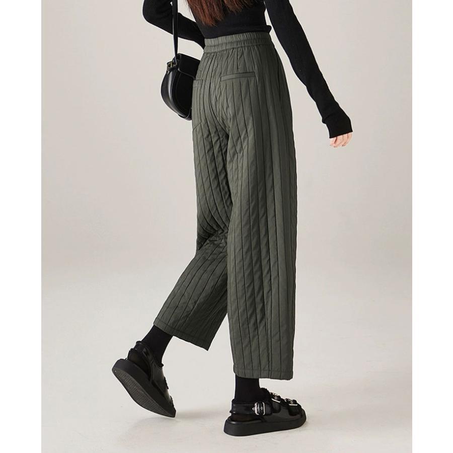 中綿パンツ レディース ワイドパンツ 綿入れ ダウン綿パンツ 冬 バギーパンツ 9分丈 厚手 ロングパンツ カジュアルパンツ 中綿ワイドパンツ アイボリー グリーン |  | 09