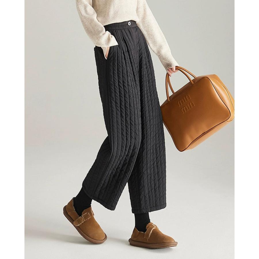 中綿パンツ レディース ワイドパンツ 綿入れ ダウン綿パンツ 冬 バギーパンツ 9分丈 厚手 ロングパンツ カジュアルパンツ 中綿ワイドパンツ アイボリー グリーン |  | 10