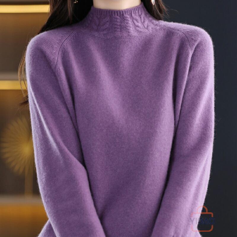 モックネック 長袖 ニット レディース トップス ニットプルオーバー